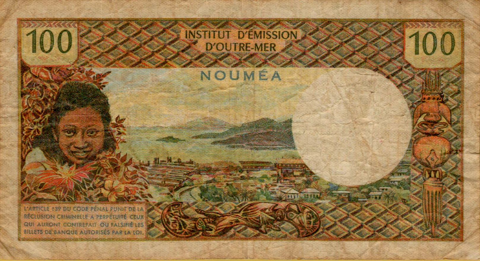 New Caledonia 100 1971 VF P-63/b